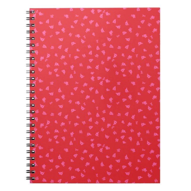 Red and Pink Flirty Ditsy Floral Plain Notebook Notizblock (Vorderseite)