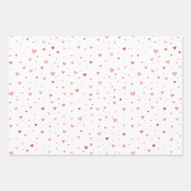  Red and Pink heart valentine Geschenkpapier Set (Vorderseite)