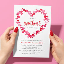 Red and Pink Hearts Little Sweetheart Baby Dusche