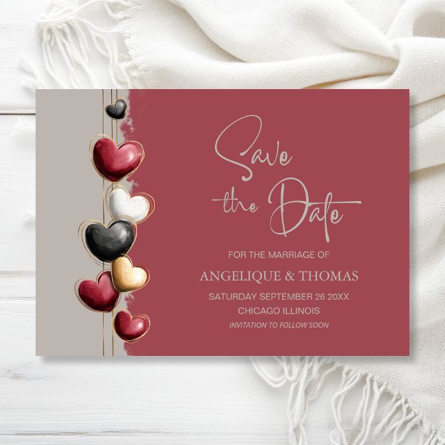 Red and Pink Hearts Wedding Save the Date (Von Creator hochgeladen)