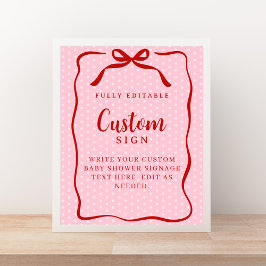 Red and Pink Valentines Baby Shower Custom Sign Poster
