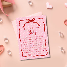 Red and Pink Valentines Books For Baby Shower Begleitkarte