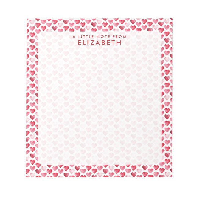 Red and Pink Watercolor Heart Notizblock (Vorderseite)