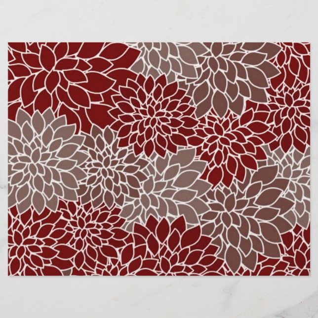 Red and silver dahlias origami paper (Vorderseite)