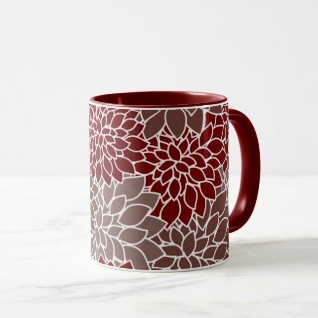 Red and silver dahlias  tasse (VorderseiteRechts)