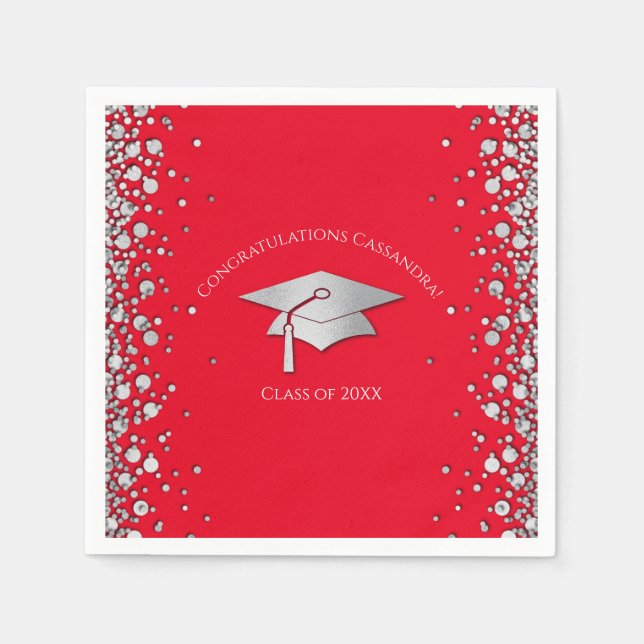 Red and Silver Graduation Serviette (Vorderseite)