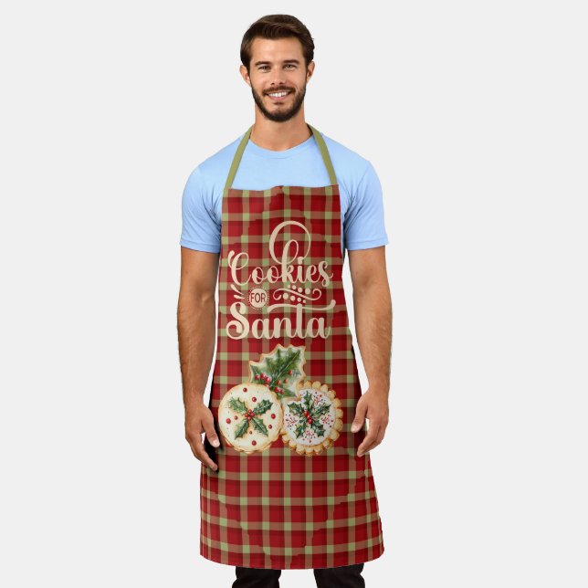 Red and Tan Plaid Cookies for Santa Schürze (Getragen)