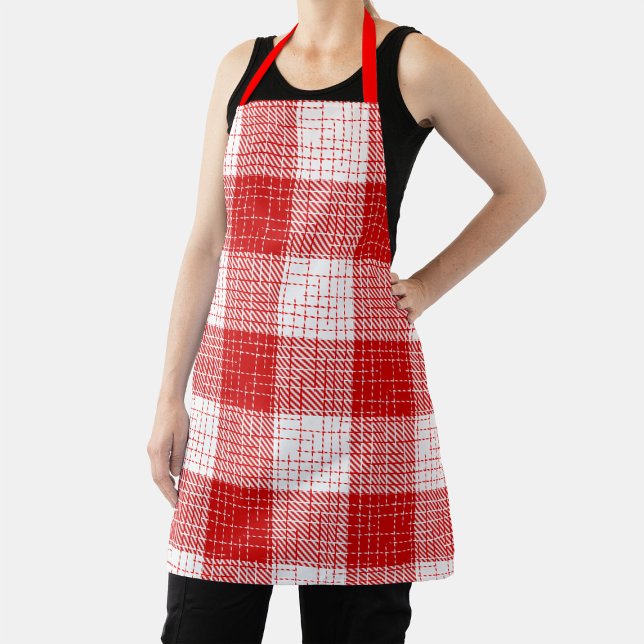 Red and White Bold Checkered Plaid Design  Schürze (Von Creator hochgeladen)