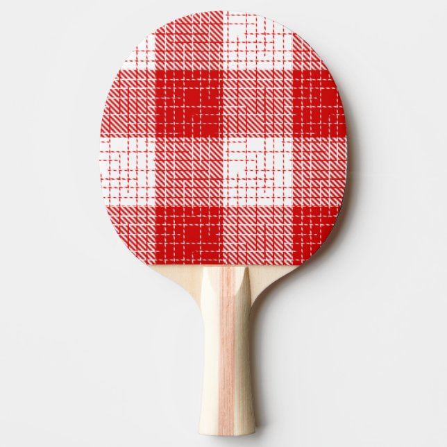 Red and White Bold Checkered Plaid Design  Tischtennis Schläger (Vorderseite)