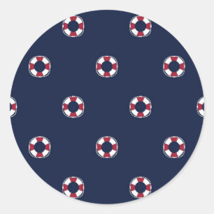 Red And White Buoy Pattern Runder Aufkleber