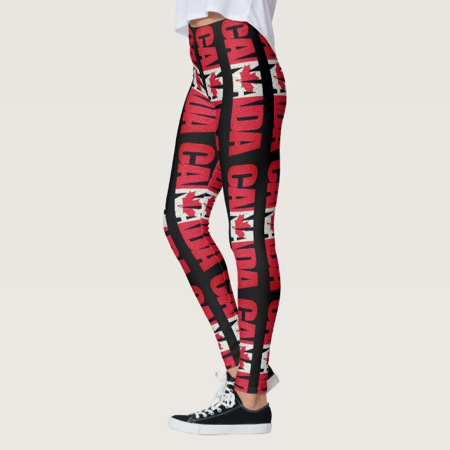 Red and White Canada and Maple Leaf Leggings (Links)