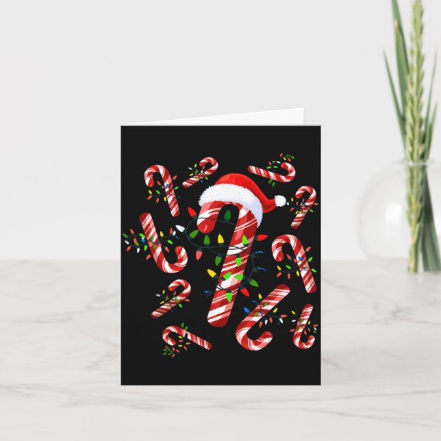 Red And White Candy Cane Santa Christmas  Karte (Vorderseite)