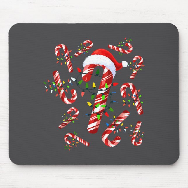 Red And White Candy Cane Santa Christmas  Mousepad (Vorne)