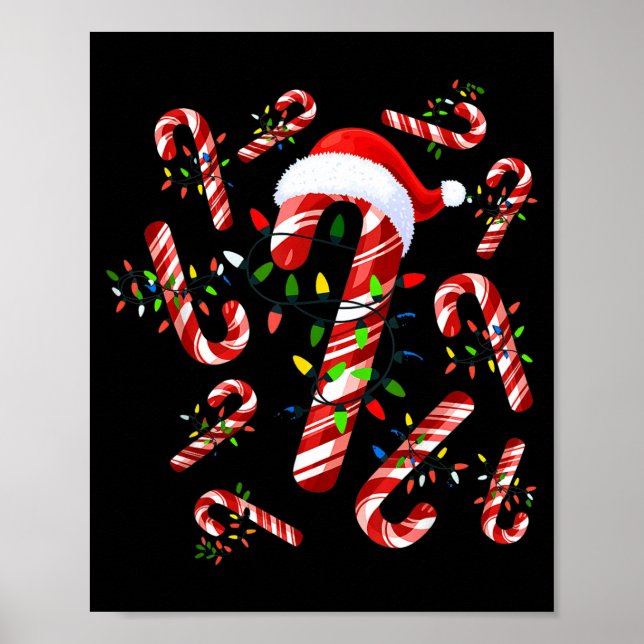 Red And White Candy Cane Santa Christmas  Poster (Vorne)