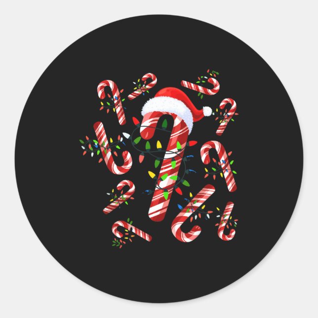Red And White Candy Cane Santa Christmas  Runder Aufkleber (Vorderseite)