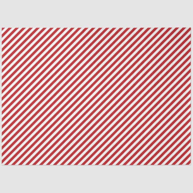 Red and White Candy Cane Striped Tissue Paper Seidenpapier (Vorderseite)