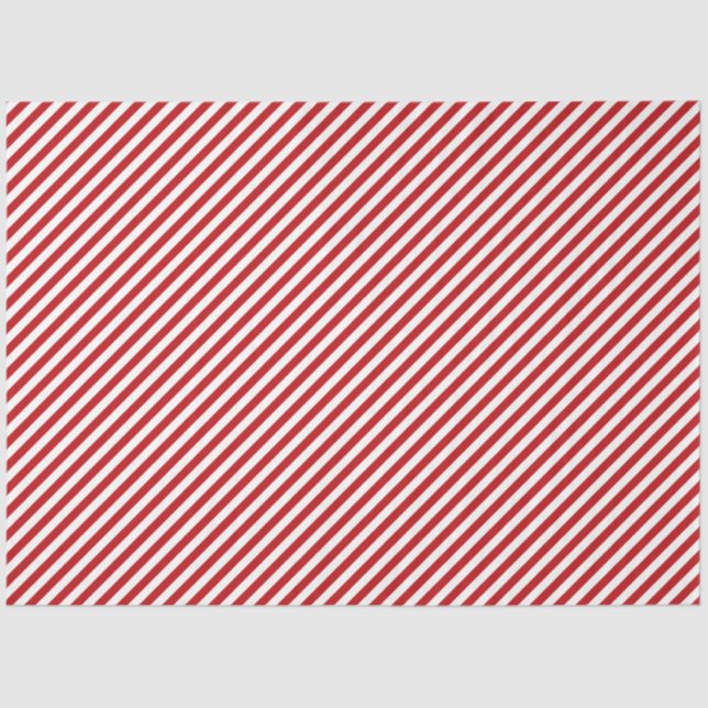 Red and White Candy Cane Striped Tissue Paper Seidenpapier (Vorderseite)
