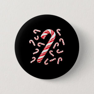 Red and White Candy Cane Weihnachten Button