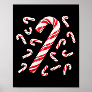 Red and White Candy Cane Weihnachten Poster