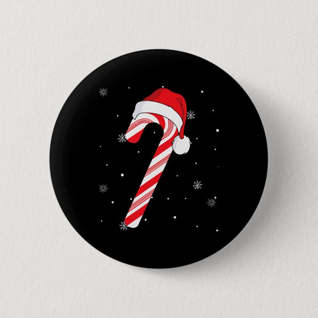 Red and White Candy Cane Weihnachten Weihnachten W Button (Vorderseite)