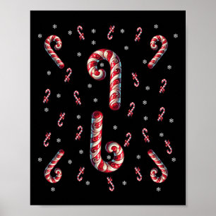 Red and White Candy Cane Weihnachten Weihnachten W Poster