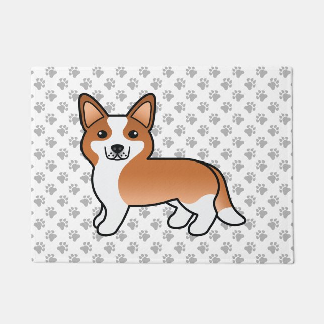 Red and White Cardigan Welsh Corgi Cartoon Dog Fußmatte (Vorderseite)