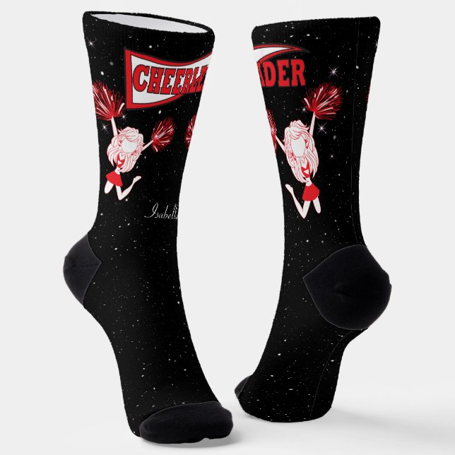 Red and White Cheerleader Girl Socken (Gewinkelt)