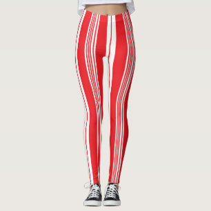 Red and White Christmas Candy Cane Fett Streifen Leggings