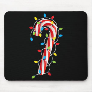 Red and White Christmas Candy Cane Santa Xmas Ligh Mousepad