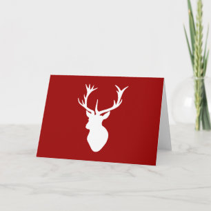 Red and White Christmas Deer Stag Head Feiertagskarte