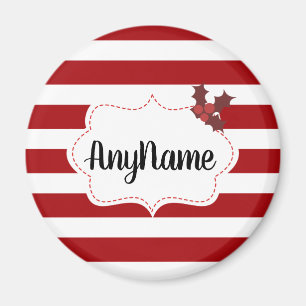 Red and White Christmas Magic Mistletoe Custom Magnet