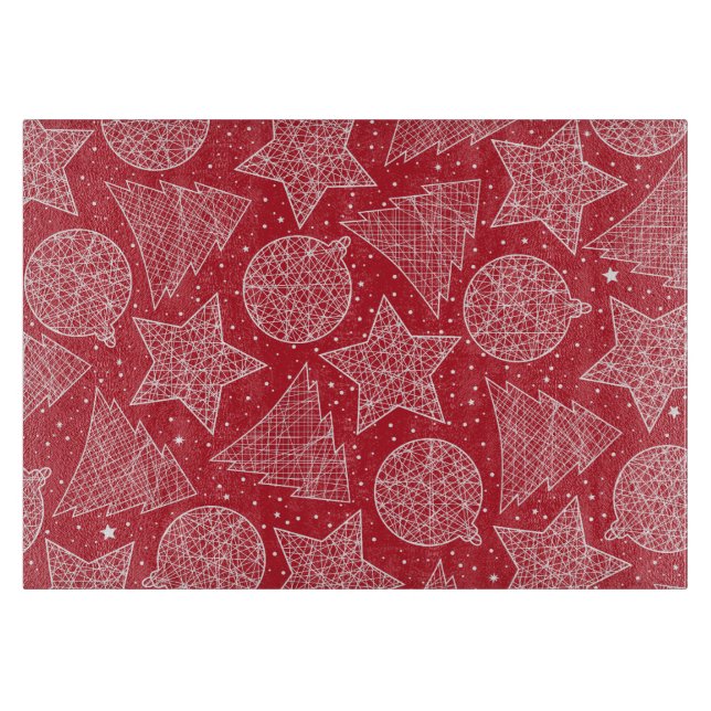 Red and White Christmas Patterns Cutting Board Schneidebrett (Vorderseite)
