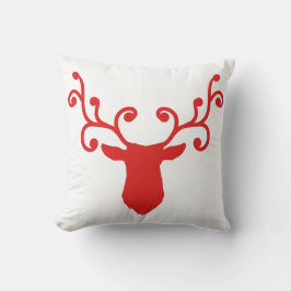 Red and White Christmas Pillow Stag Kopf Kissen