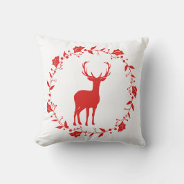 Red and White Christmas Pillow Stag Kopf Kissen