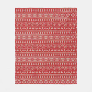 Red and White Christmas Sweater Design Fleecedecke