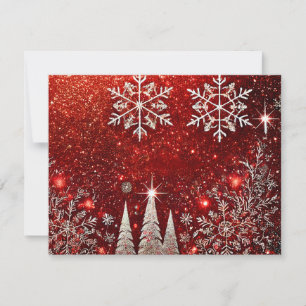 Red and White Christmas Tree Design Feiertagskarte