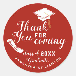 Red and White Class of 2025 Graduate Vielen Dank Runder Aufkleber