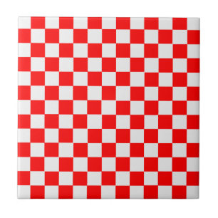 Red and White Classic Checkerboard von STaylor Fliese