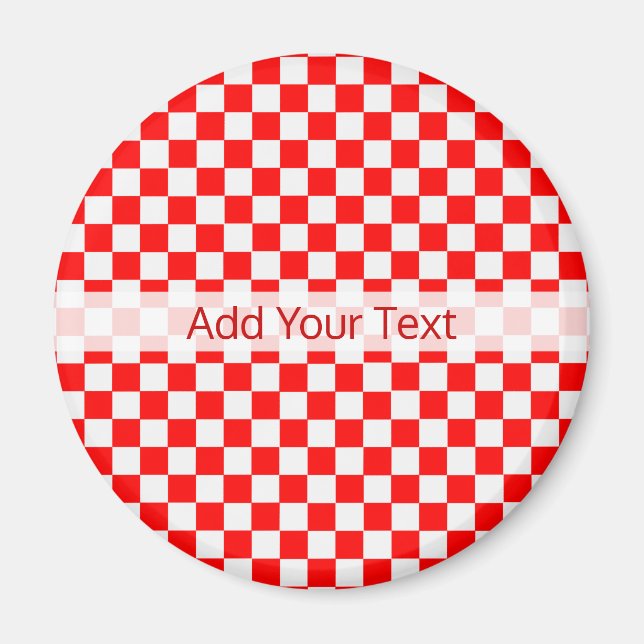 Red and White Classic Checkerboard von STaylor Magnet (Vorne)