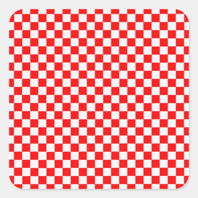 Red and White Classic Checkerboard von STaylor Quadratischer Aufkleber (Vorderseite)