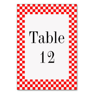 Red and White Classic Checkerboard von STaylor Tischnummer