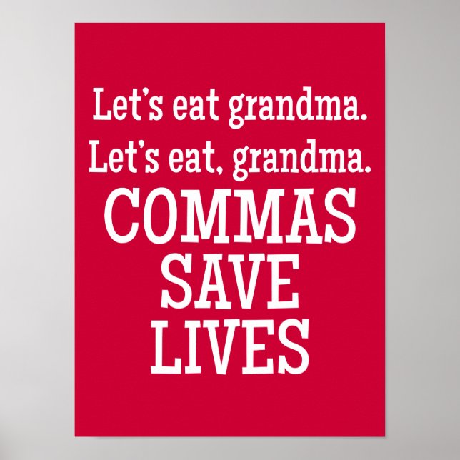 Red and White Commas Rette Funny Poster (Vorne)