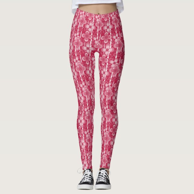Red and white floral pattern leggings (Vorderseite)
