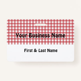 Red and White Gingham Name Badge Ausweis