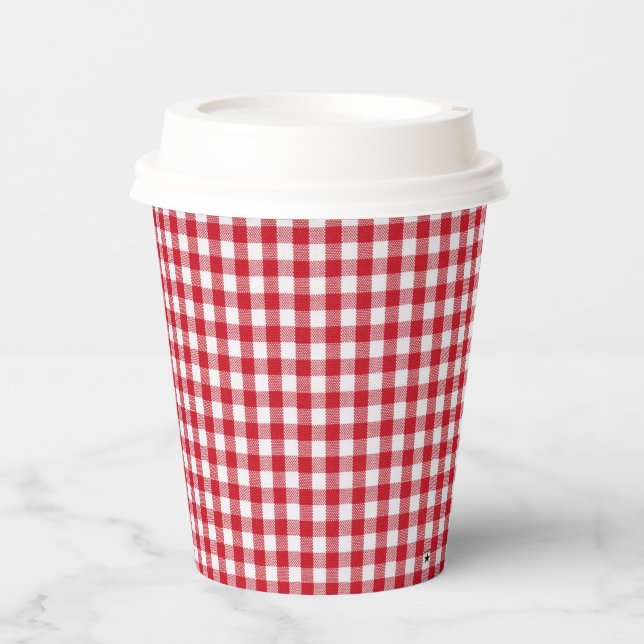 Red and White Gingham Paper Cups - HAMbyWG Pappbecher (Vorderseite)