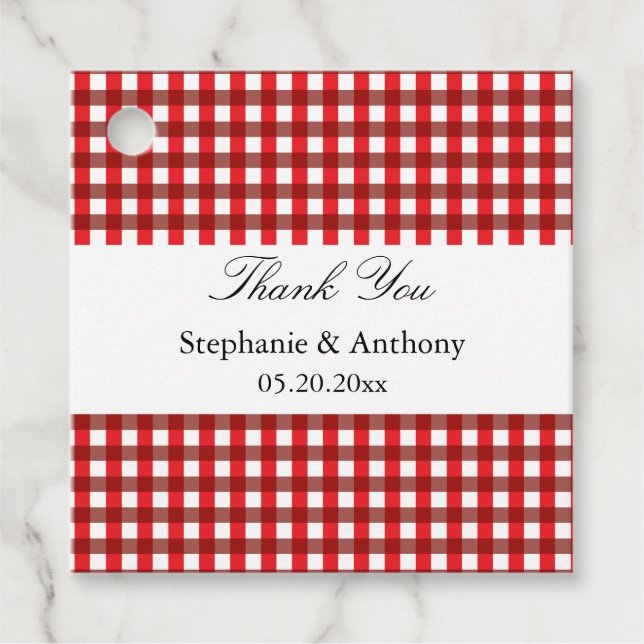 Red and White Gingham Pattern Barbeque Vielen Dank Geschenkanhänger (Vorderseite)