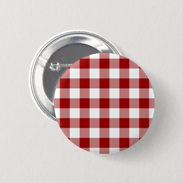 Red and White Gingham Pattern Button (Vorne & Hinten)