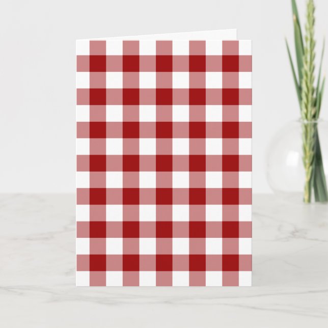 Red and White Gingham Pattern Karte (Vorderseite)