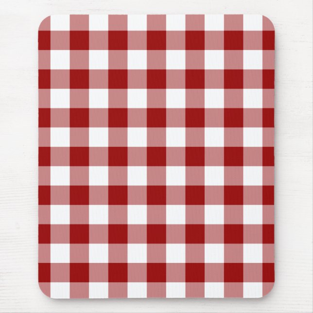 Red and White Gingham Pattern Mousepad (Vorne)