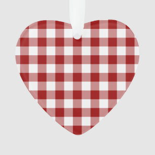 Red and White Gingham Pattern Ornament